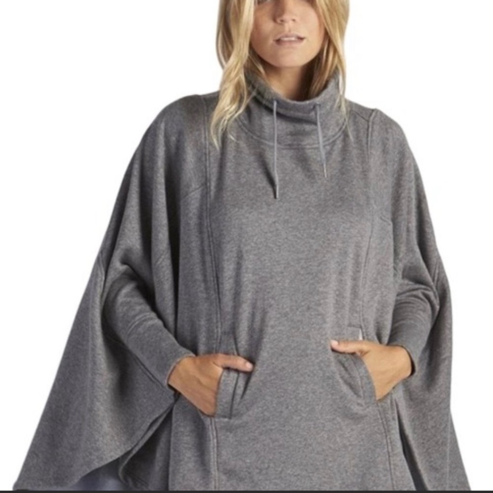 UGG Pichot Turtleneck Poncho Grey Heather Pockets SZ XS/S